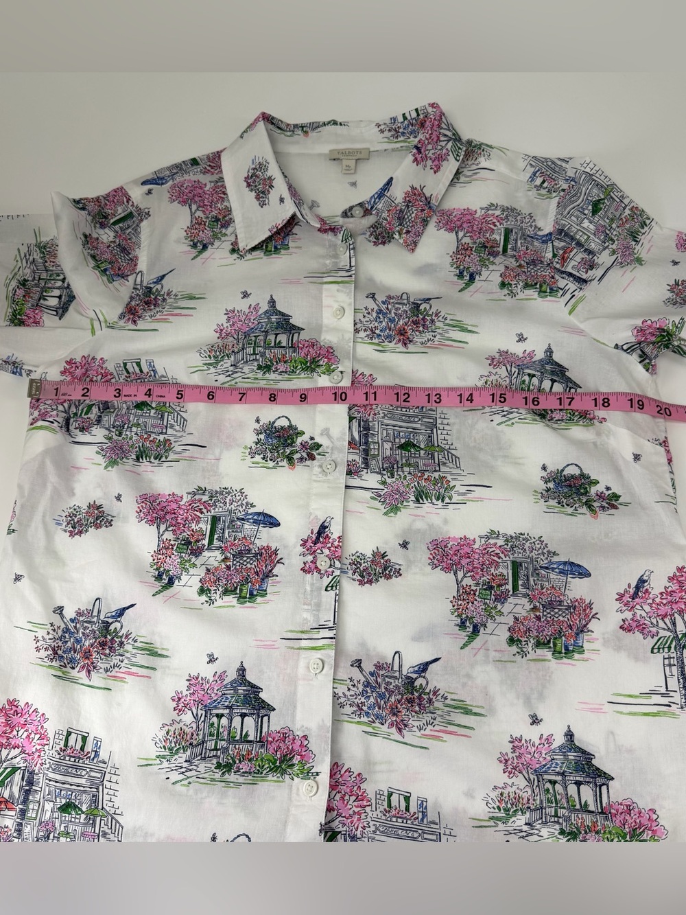 Talbots Shirt Womens PM Medium Petite Button Up Shirt Floral Flower Garden - Picture 7 of 8